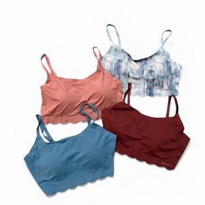 Danskin 4 Laser Pullover Bra Scallop Edge pink blue marble orange size large